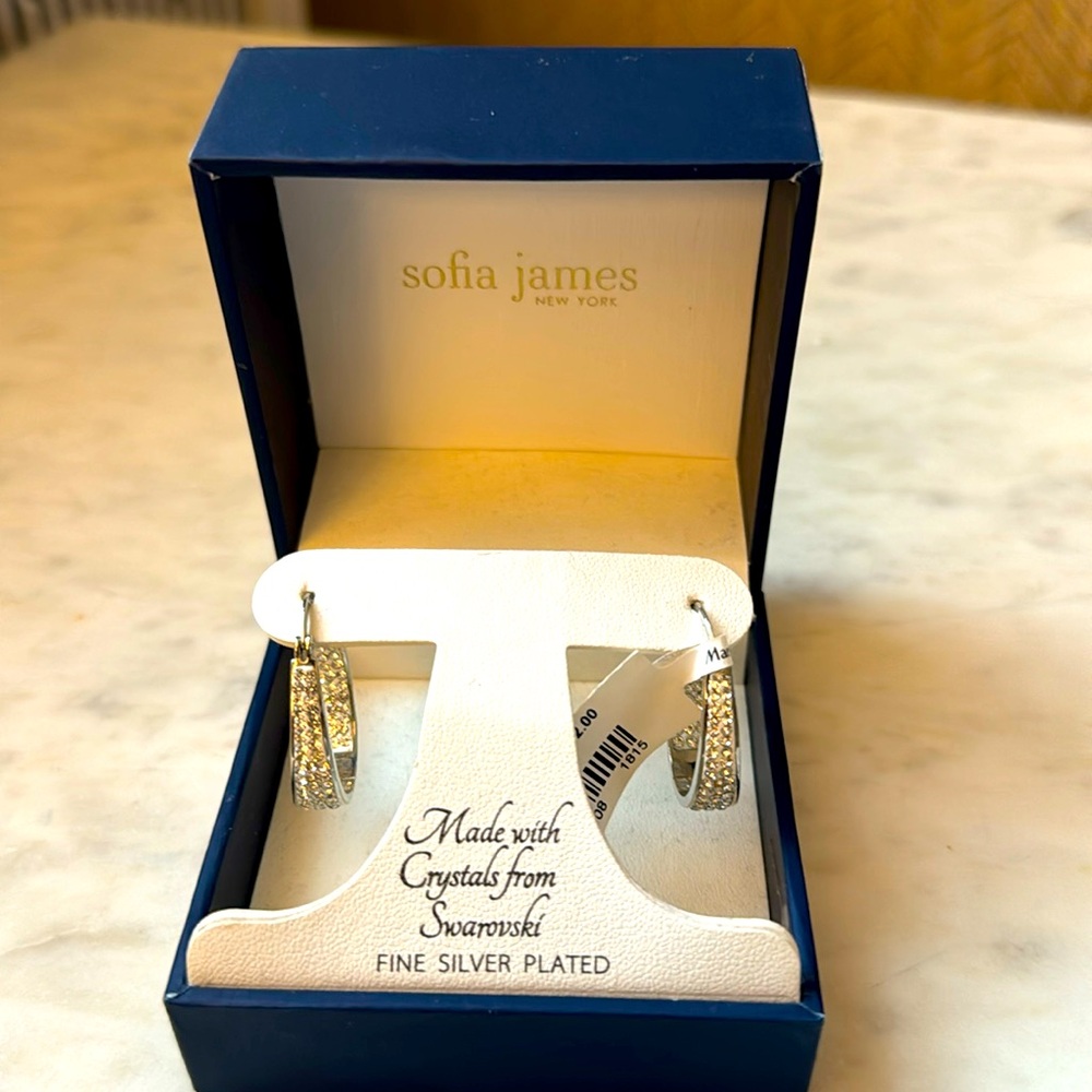 Sofia James silver plated hoops made with crystals from Swarovski